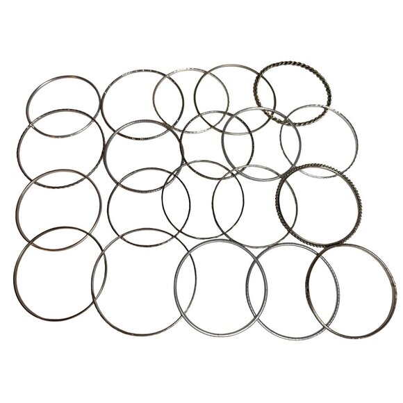 Silver and Gold-Tone Mixed Textured Stackable Bangle Bracelets Lot of 20 - Picture 4 of 6